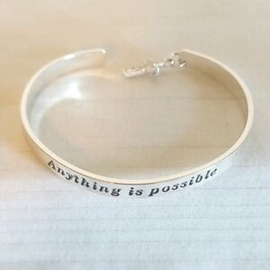 New Silver ANYTHING IS POSSIBLE Cross Bracelet